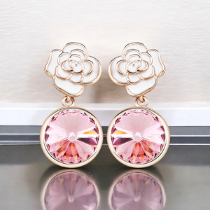 Pretty Pink Earrings With Flower