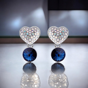 Blue Heart Swarovski Earrings