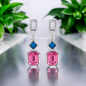 Pink Swarovski Crystal Earrings