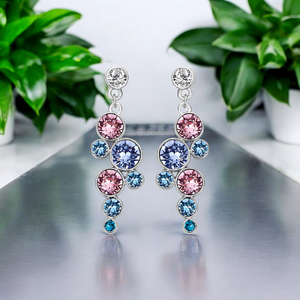 Pretty Swarovski Crystal Set With Pink And Blue Circles
