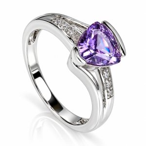 8 mm x 7 mm Alexandrite Engagement Silver Ring