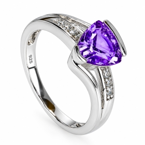 8 mm x 7 mm Alexandrite Engagement Silver Ring