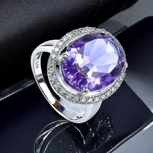 Big Oval Cut Alexandrite Sterling Silver Ring