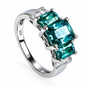 3 Stone Alexandrite Sterling Silver Ring