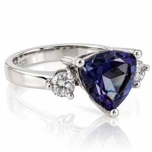 Trillion Cut Color Change Alexandrite .925 Silver Ring