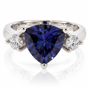 Trillion Cut Color Change Alexandrite .925 Silver Ring