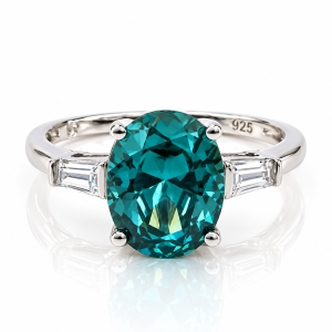 Sterling Silver Alexandrite and Cubic Zirconia Ring