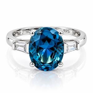 Sterling Silver Alexandrite and Cubic Zirconia Ring
