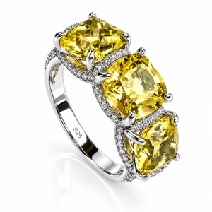8 mm Big Sterling Silver Princess Cut Alexandrite Ring