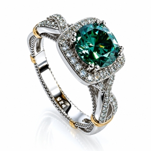 Alexandrite Princess Cut Sterling Silver and 14K Gold Plated Ring