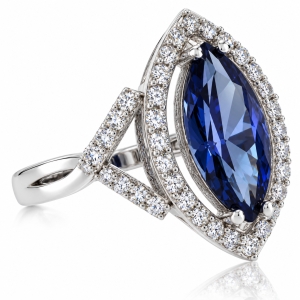 Elegant Marquise Cut Color Change Alexandrite Silver Ring