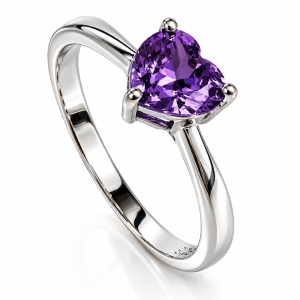 Heart Shape Alexandrite Sterling Silver Color Change Ring