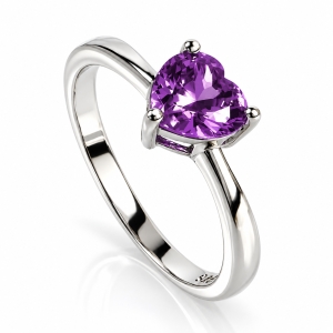 Heart Shape Alexandrite Sterling Silver Color Change Ring