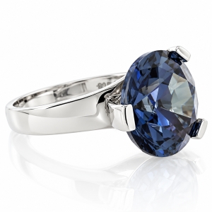 Round Huge Alexandrite Changing Color Sterling Silver Ring