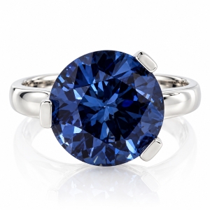 Round Huge Alexandrite Changing Color Sterling Silver Ring