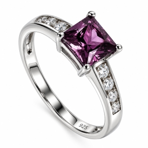 Princess Cut Alexandrite Engagement Silver Solitaire Ring 6 mm x 6 mm
