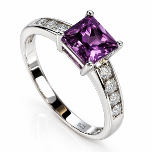 Princess Cut Alexandrite Engagement Silver Solitaire Ring 6 mm x 6 mm