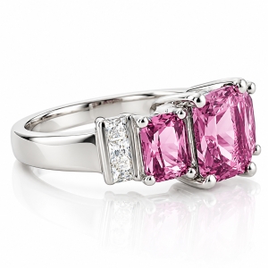 3 Stone Engagement Alexandrite Silver Ring