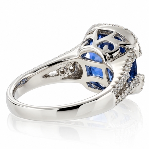 Cushion Cut Alexandrite Micro Pave Setting Silver Ring