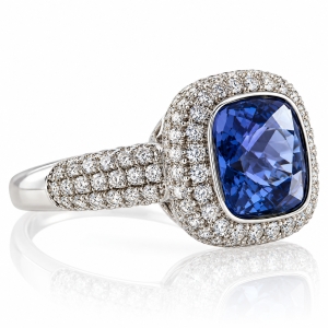 Micro Pave Changing Color Stone Alexandrite Silver Ring