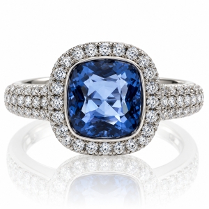 Micro Pave Changing Color Stone Alexandrite Silver Ring