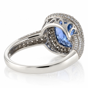 Micro Pave Changing Color Stone Alexandrite Silver Ring