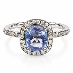 Alexandrite Stone MicroPave Silver Ring Blue to Purple Color Change