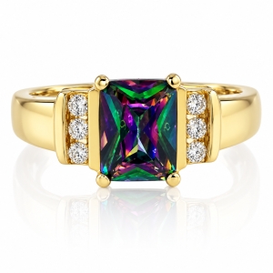Sterling Silver Mystic Topaz Gold Plated Ring