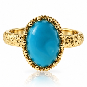 Natural Turquoise 18k Yellow Gold Ring