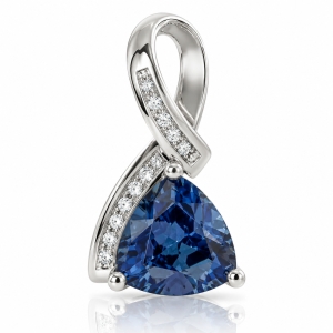 Alexandrite Sterling Silver Trillion Cut Stone Pendant