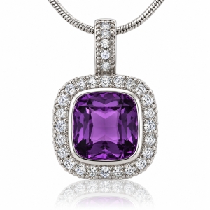 Cushion Cut Color Change Corundum Alexandrite Pendant