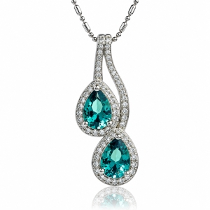Double Pear Cut Alexandrite Sterling Silver Pendant