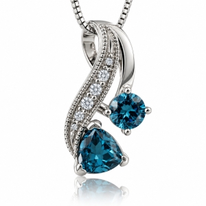 Two Stone Alexandrite Blue to Green Color Change Silver Pendant