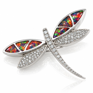 Pink Australian Opal Dragonfly Pendant