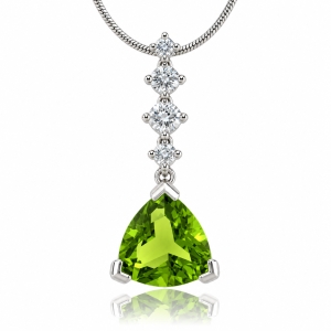 Trillion Cut Peridot Dangling Silver Pendant