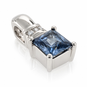 Square Cut Alexandrite Sterling Silver Pendant