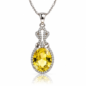 Yellow Alexandrite Sterling Silver Pendant 32 mm x 12 mm
