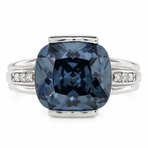 Cushion Cut Sterling Silver Alexandrite Ring