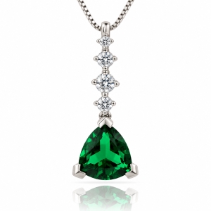 Green Emerald Silver Pendant