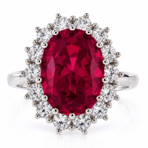 Red Ruby Princess Kate Style Silver Ring