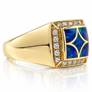 Genuine Opal Ring 0.28 ct tw Diamonds 14K Yellow Gold