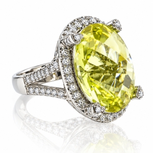 Beautiful Natural Yellow Citrine 14K White Gold Ring