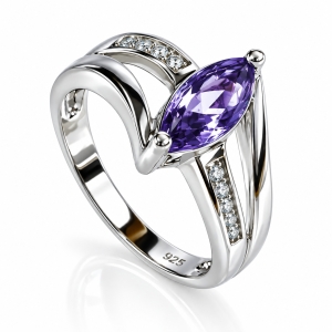 Sterling Silver Marquise Cut Alexandrite Ring