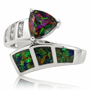 Trillion Cut Mystic Topaz Opal Ring