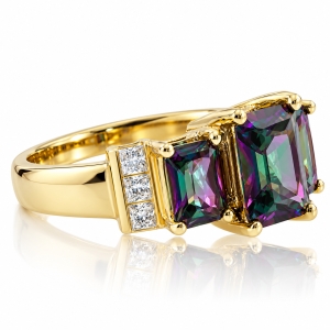 14K Gold Plated Sterling Silver Mystic Topaz Ring