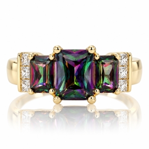 14K Gold Plated Sterling Silver Mystic Topaz Ring