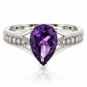 Big Pear Cut Color Changing Alexandrite Ring