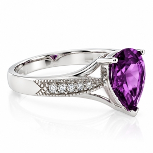 Big Pear Cut Color Changing Alexandrite Ring
