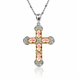 Beautiful Sterling Silver Cross With Alexandrite