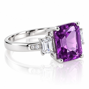 Alexandrite Sterling Silver Emerald Cut Ring